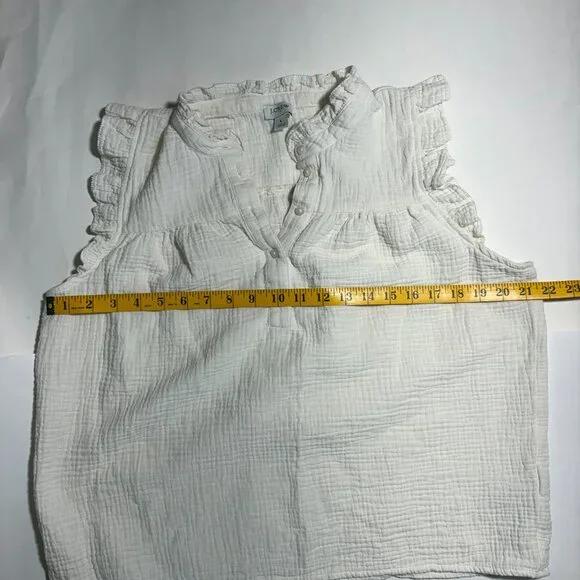 J.Crew Factory Gauze Smocked Ruffle-Neck Top – Cream – Size L - Picture 6 of 6